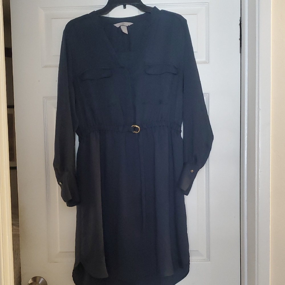 H&M Dark Blue Long Sleeve Dress